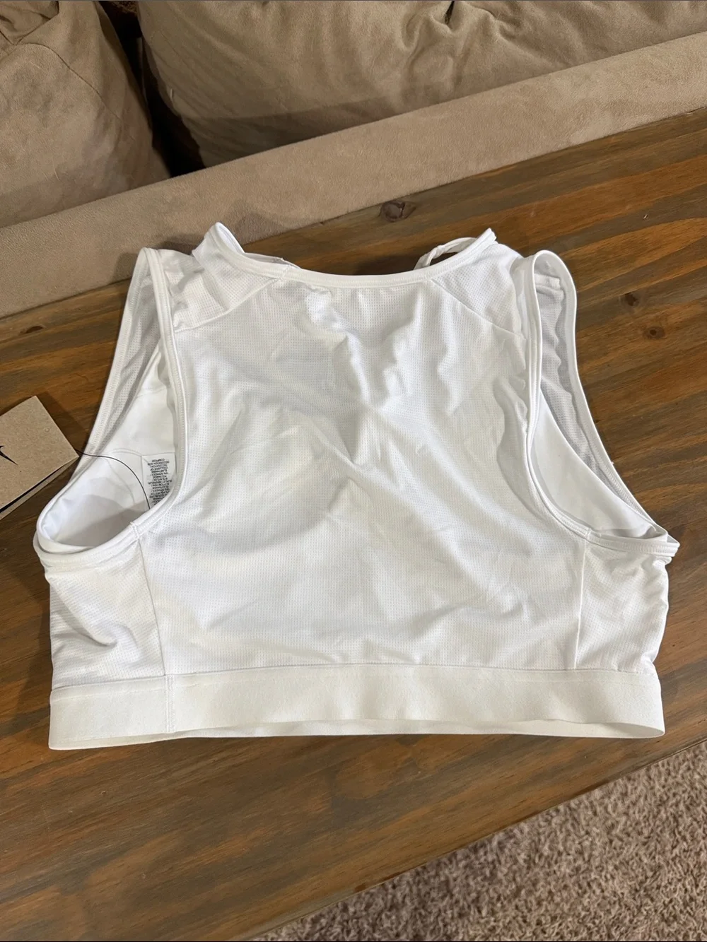 Nike White Crop Tank bra Top with irridescent  AIR Logo